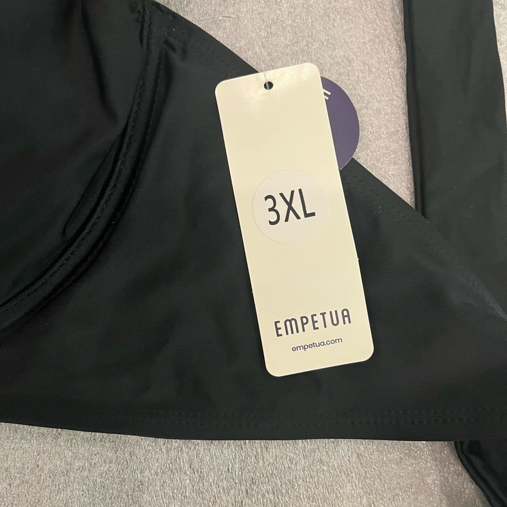 [3XL] Empetua Black Full Coverage Halter Bikini Top - Picture 3 of 6